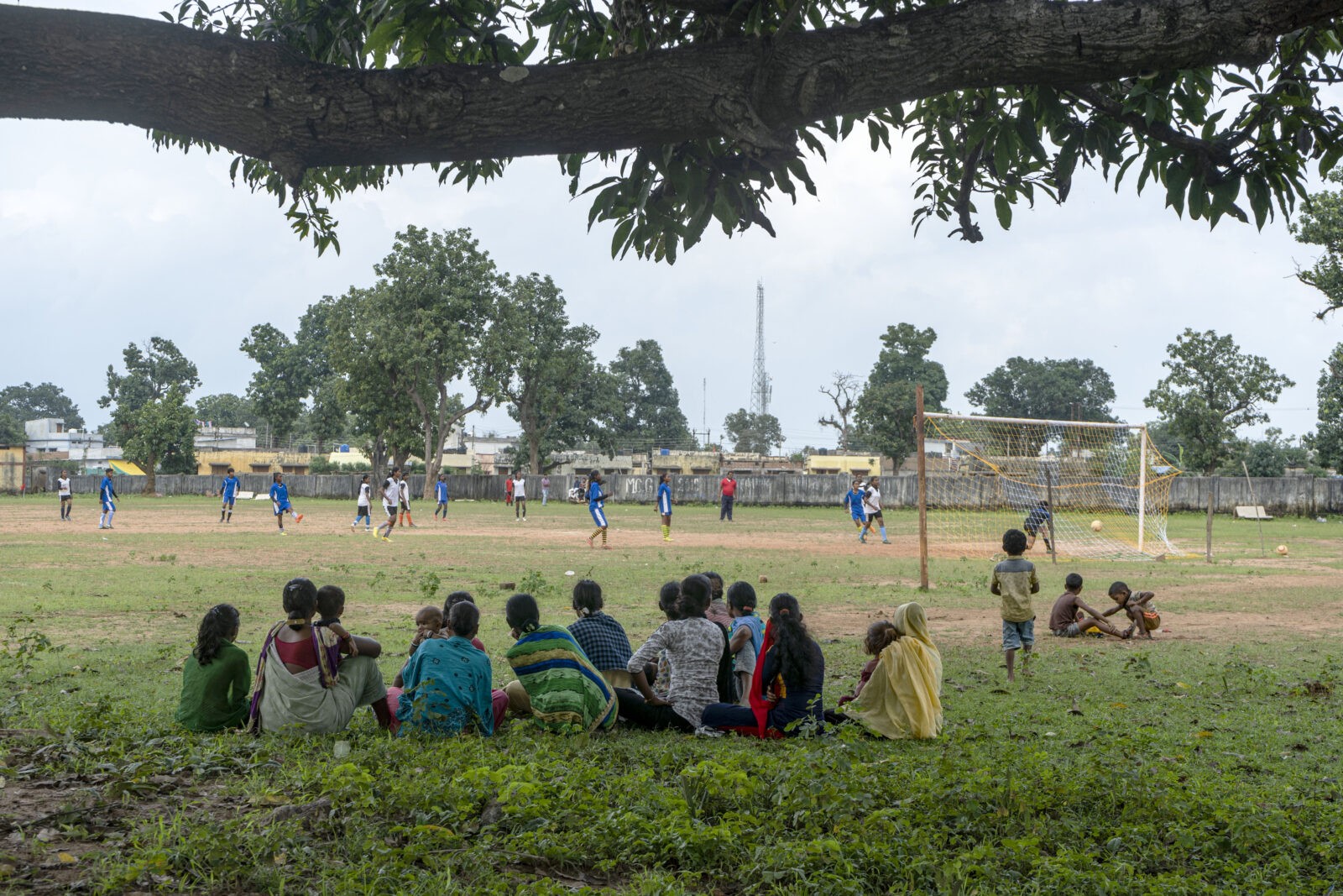 Audience from nearby villages came to watch women’s football tournament at Narayanpur, Chhattisgarh